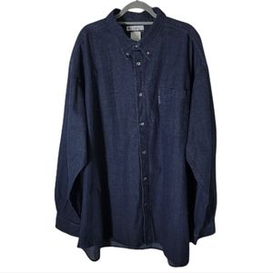 Columbia big & tall 4XT denim chambray button down long sleeve shirt blue men's